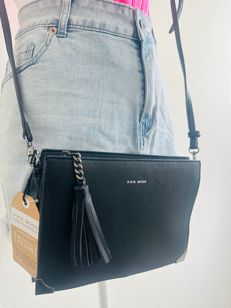 PIXIE WOOD CROSSBODY PURSE PETA APPROVED VEGAN LEATHER
