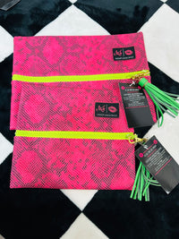 PINK SNAKE/GREEN ZIPPER W ANIMAL INTERIOR  MJ SET SMALL/MEDIUM