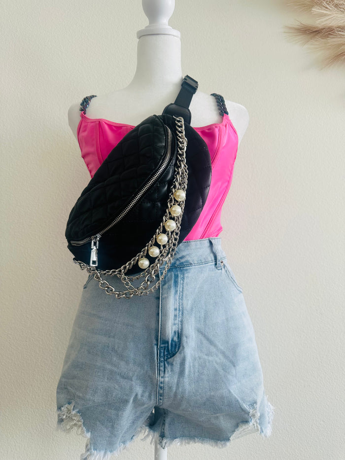 Black and pearl bumbag