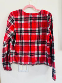 HEM & THREAD PLAID FRAYED HEMMED JACKET