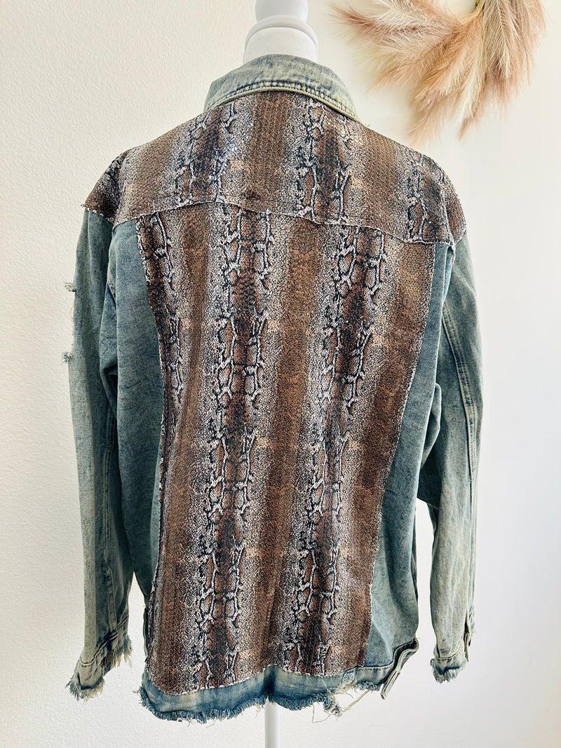 L&B JEAN DISTRESSED SEQUINS JACKET