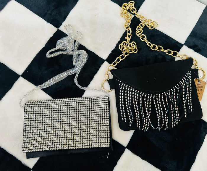 DRESSY RHINESTONE CLUTCH CROSSBODY BAGS