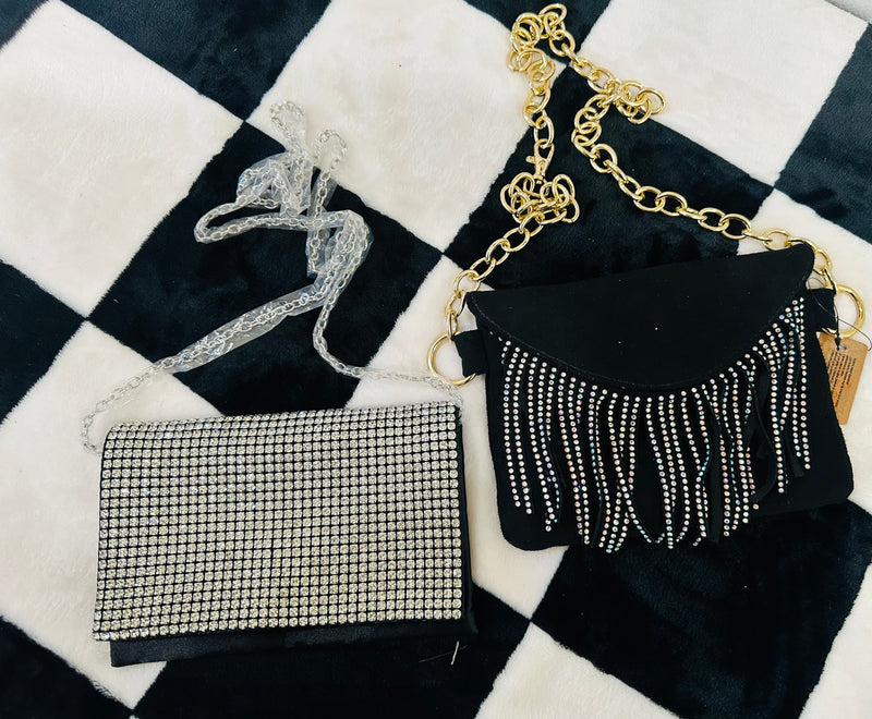 DRESSY RHINESTONE CLUTCH CROSSBODY BAGS