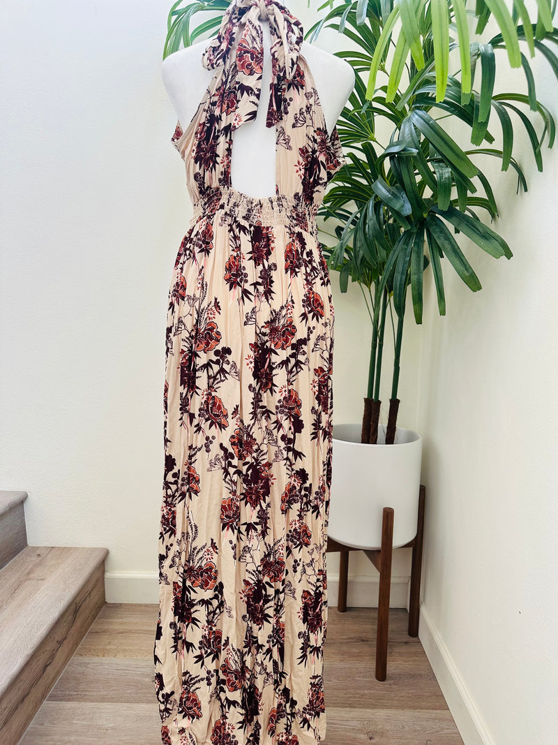 ANGIE FLORAL HALTER TOP DRESS
