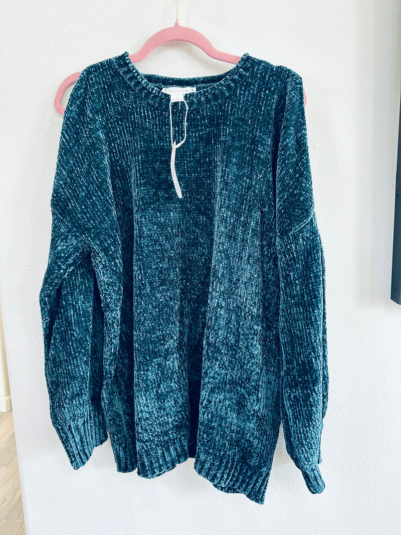LOVE RICHE CHENILLE SWEATERS WITH SHOULDER CUTOUTS