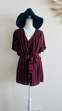 HUMMINGBIRD TIE FRONT STRIPED BOW ROMPER