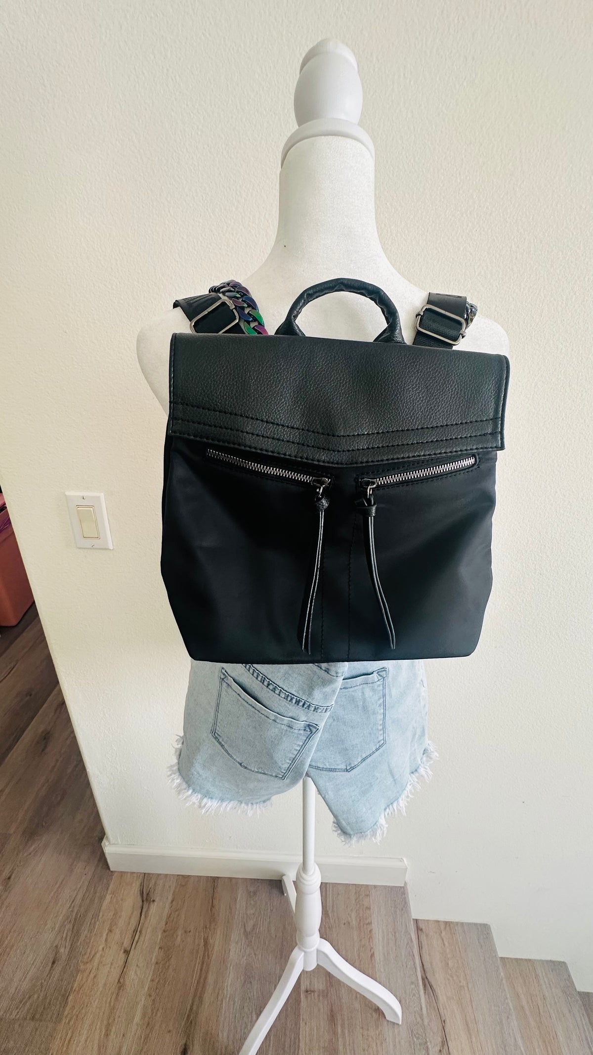 Black little backpack-convertible