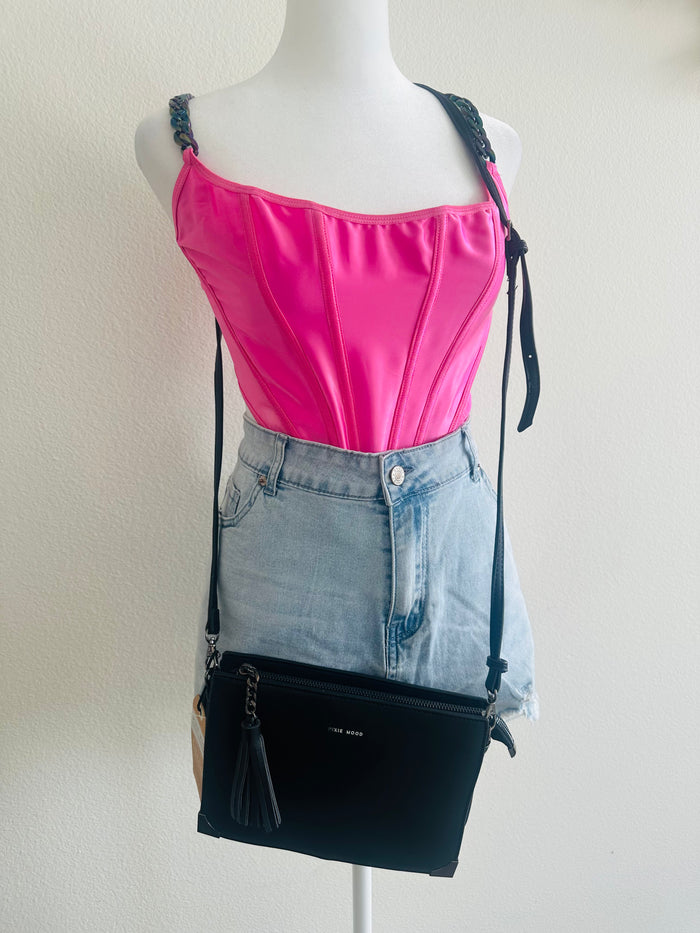 PIXIE WOOD CROSSBODY PURSE PETA APPROVED VEGAN LEATHER