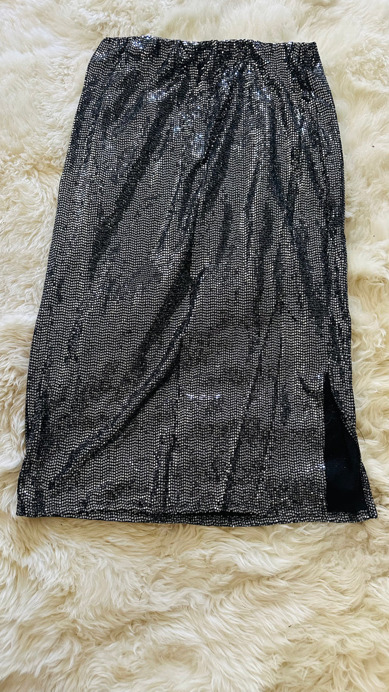 METALLIC MIDI SKIRT