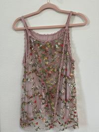 Mauve/floral illusion tank
