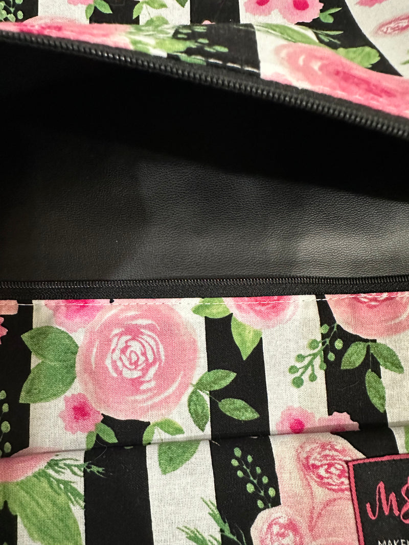 PINK FLORAL/BLACK INTERIOR MJ BAG LARGE MINI SET