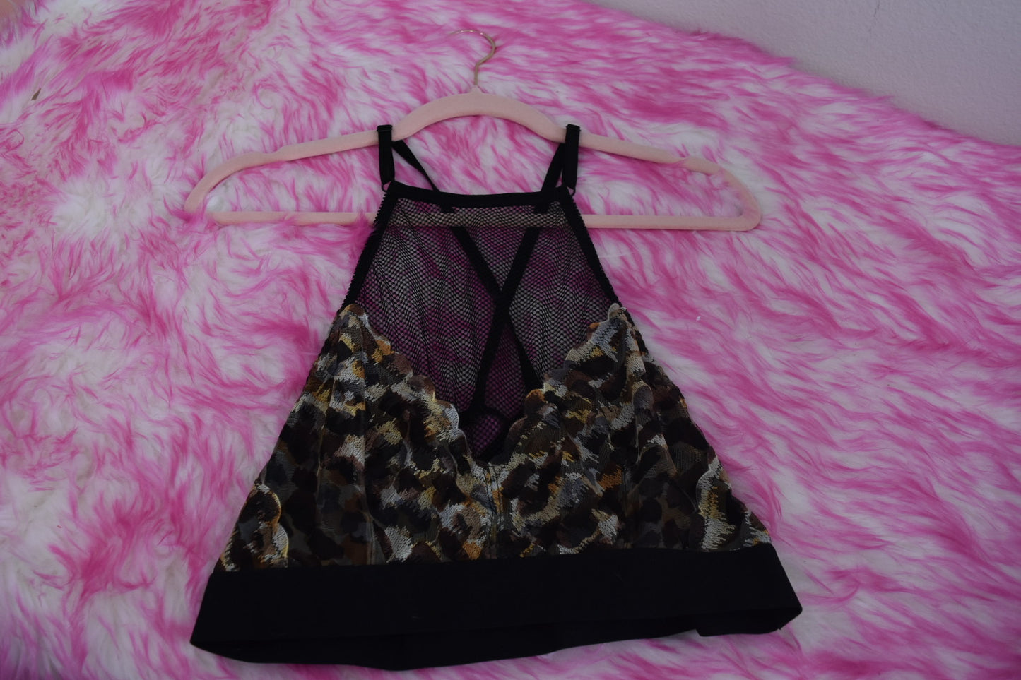 LEOPARD PRINT MESH BRALETTE