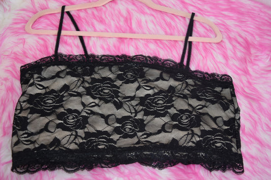 Black lace Bandeau with straps