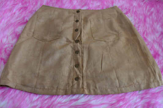 faux suede camel skirt