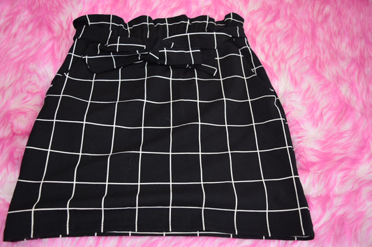 plaid ruched belted skirt