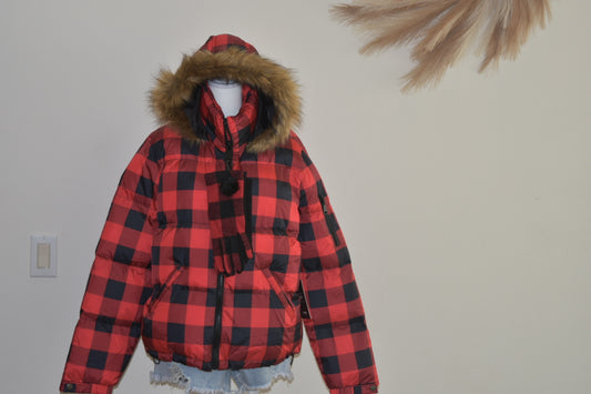 RED BUFFALO PLAID PUFFER JACKET