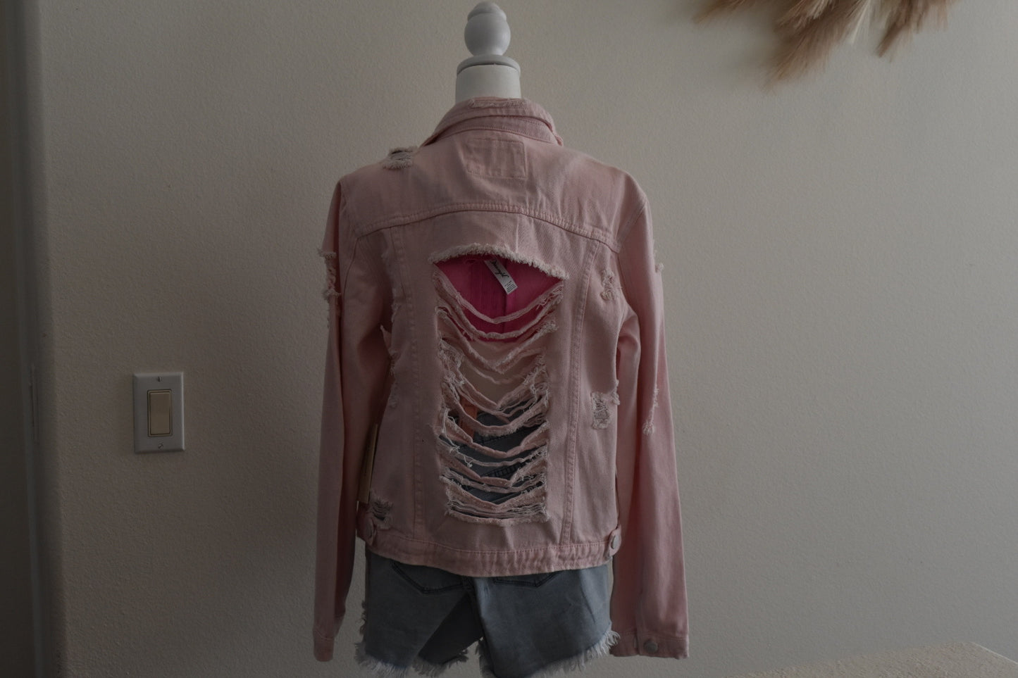 AMERICAN BAZI DISTRESSED DENIM JEAN JACKET