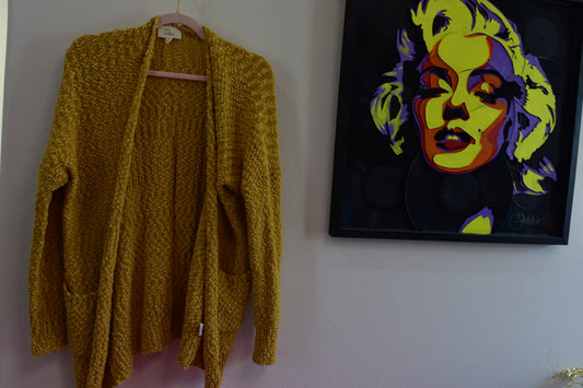 LLOVEUSA MUSTARD CARDIGAN