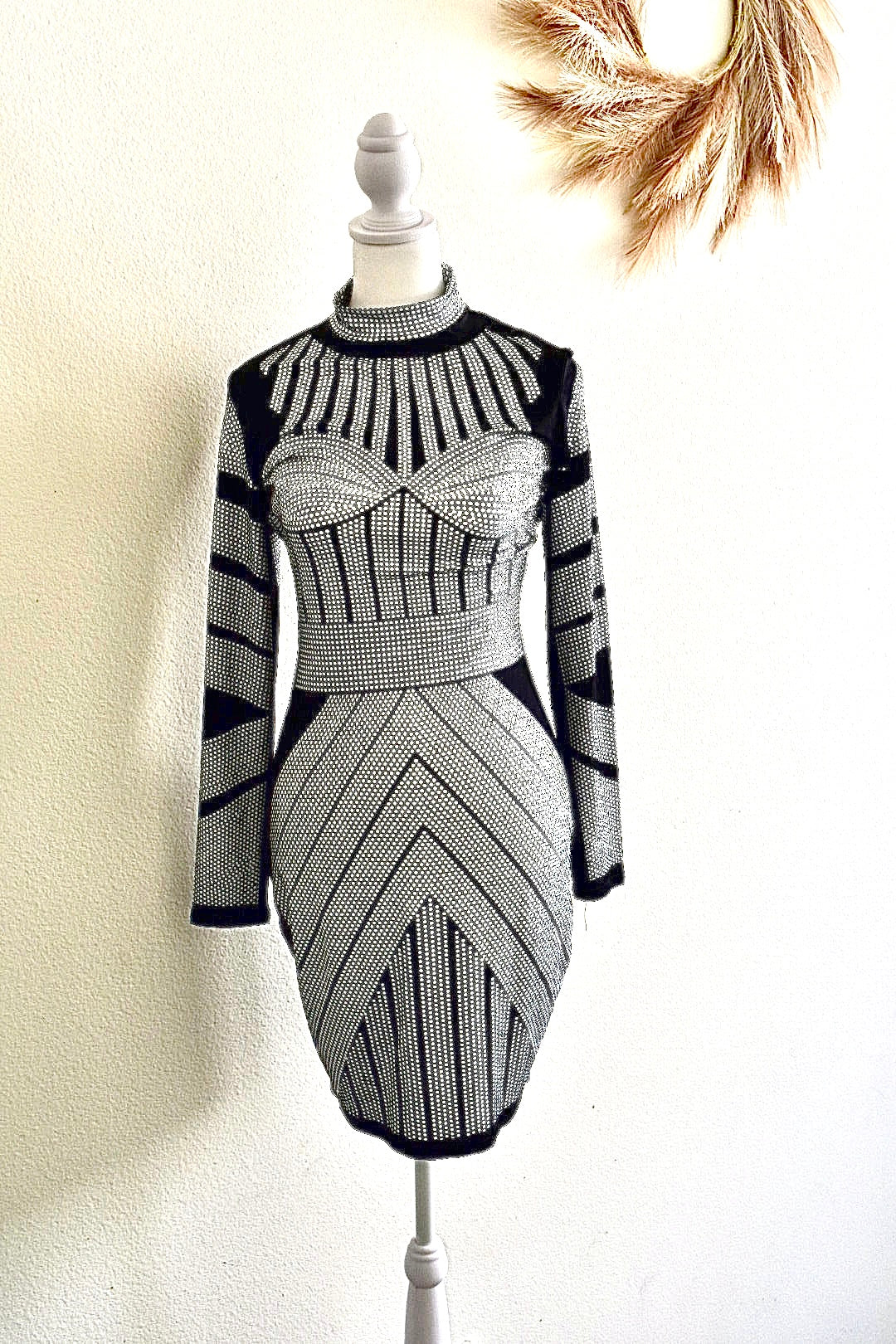 FAUX RHINESTONE BODY CON DRESS