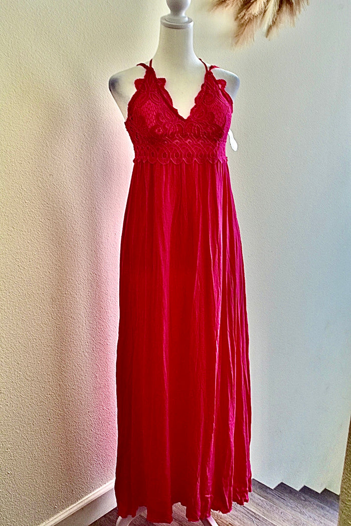 TRENDSO LACE FLORAL MAXI DRESS