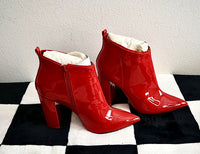 QUPID CHERRY RED BOOTIES