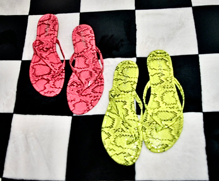 ANNA NEON SNAKE PRINT SANDALS