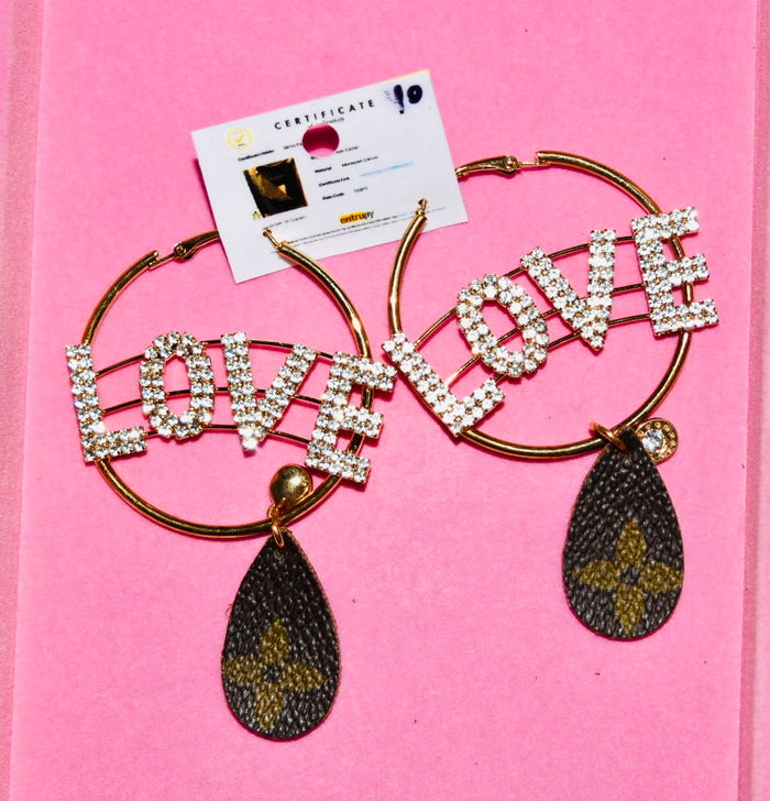 SANDRA LING BLING LOVE LV EARRINGS
