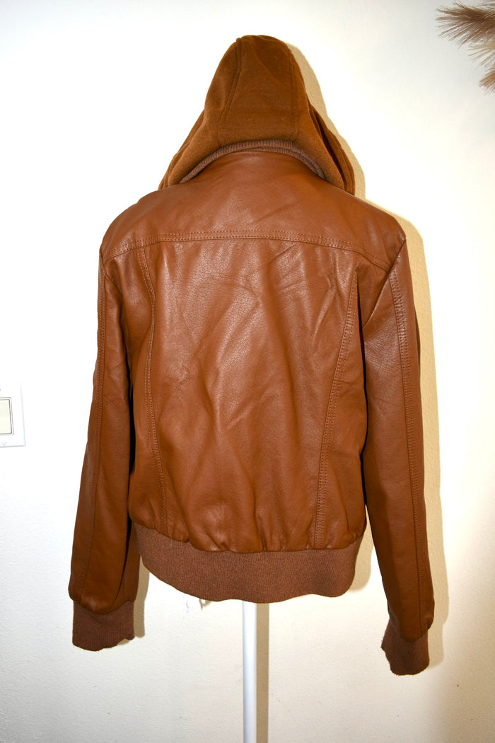 ASHLEY FAUX LEATHER JACKET WITH HOODIE