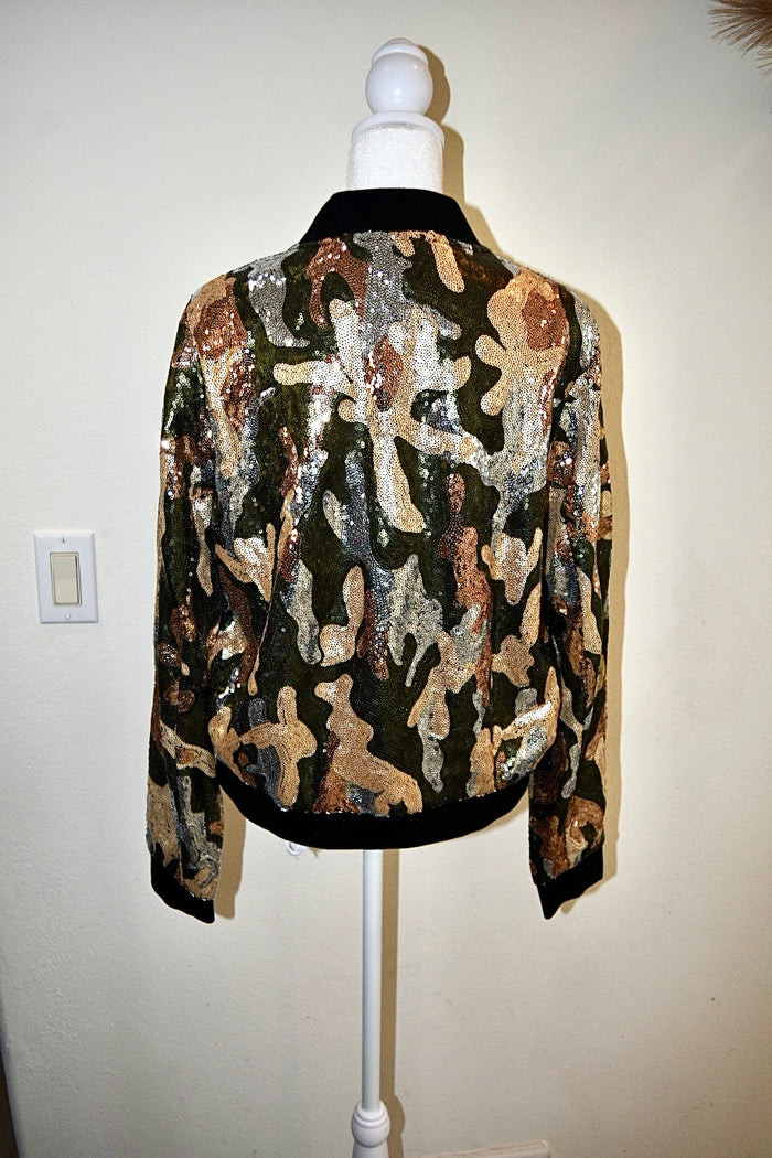 DAVI & DANI CAMO SEQUINS BOMBER JACKETS
