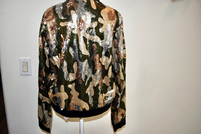 DAVI & DANI CAMO SEQUINS BOMBER JACKETS