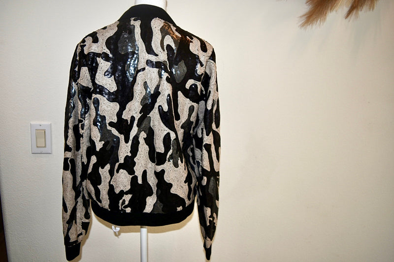 DAVI & DANI CAMO SEQUINS BOMBER JACKETS