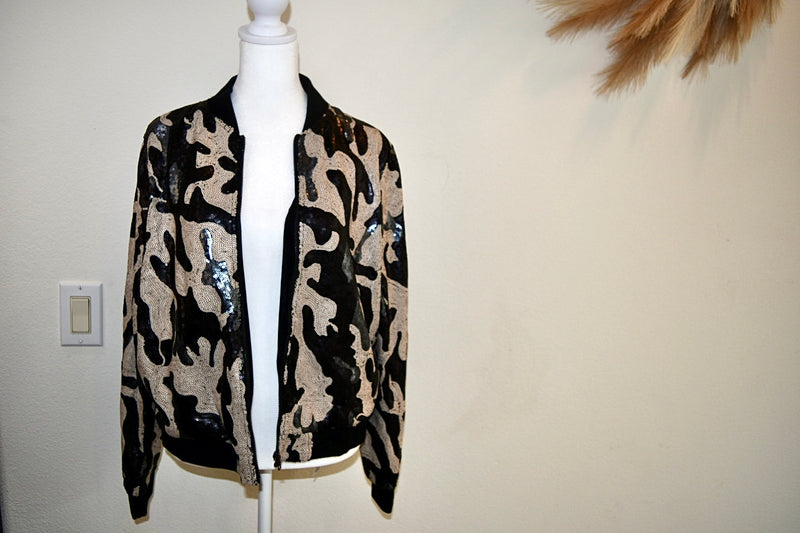 DAVI & DANI CAMO SEQUINS BOMBER JACKETS
