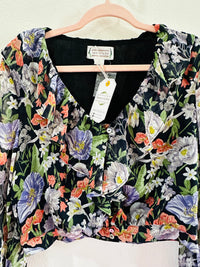 BLACK FLORAL DRESS BLOUSE OP