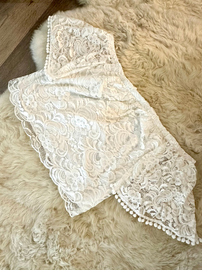 BLUSHING HEART LACE BELL SLEEVE OFF SHOULDER TOP
