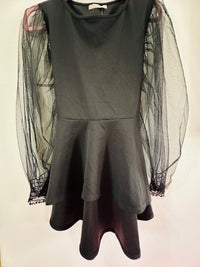 BLACK SHEER SLEEVE TIE BACK DRESS TOP