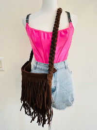 BROWN FRINGE CROSSBODY BAG