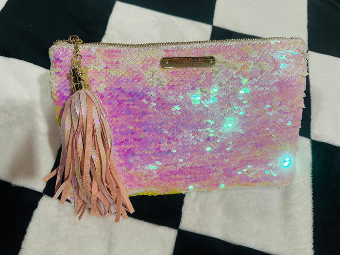 PINK SEQUINS CLUTCH BAG