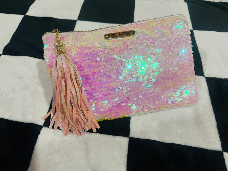 PINK SEQUINS CLUTCH BAG