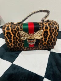LEOPARD BEE WALLET AND HANDBAG &. STRAP