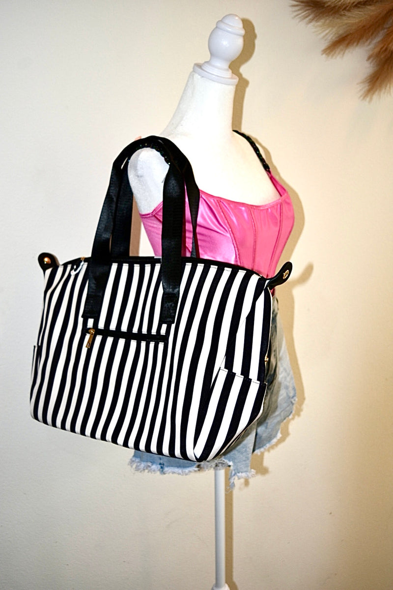 STRIPED OVERNIGHT BAG