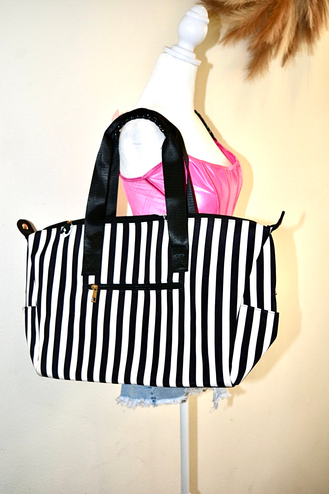 STRIPED OVERNIGHT BAG