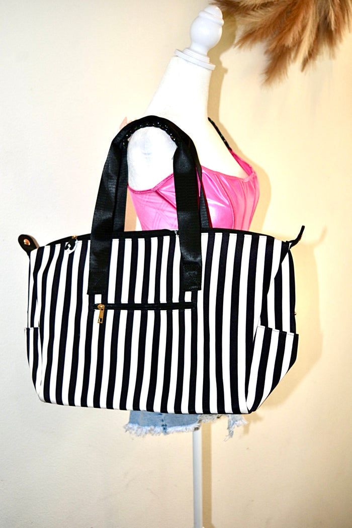 STRIPED OVERNIGHT BAG