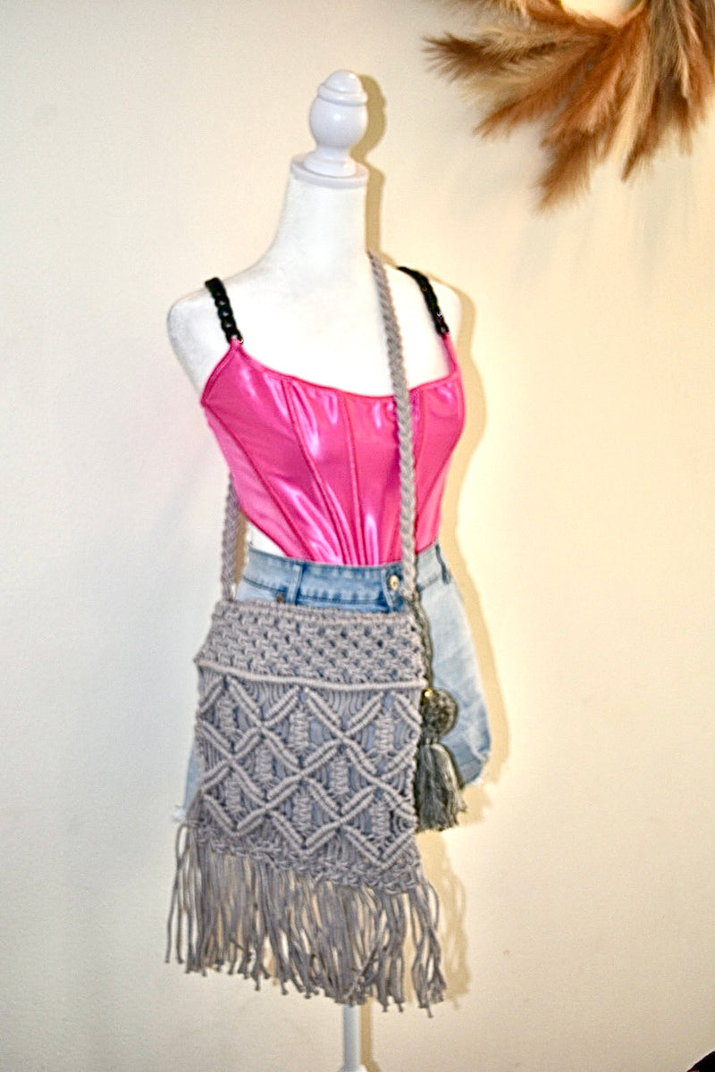CROCHET FRINGED CROSSBODY BAGS