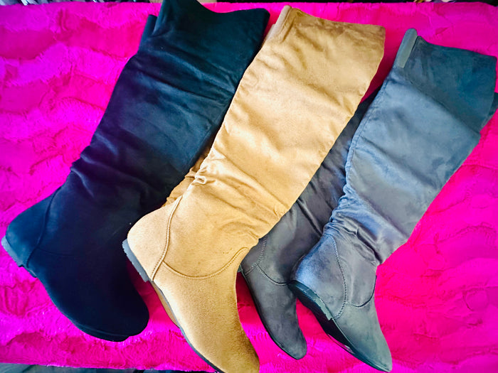 FAUX SUEDE OVER THE KNEE BOOTS