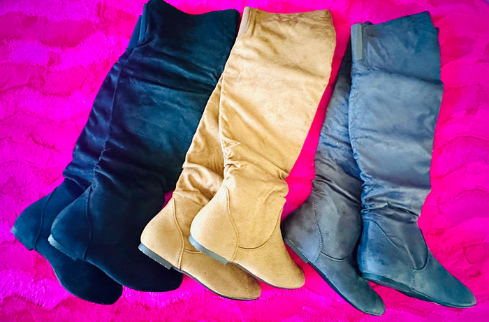 FAUX SUEDE OVER THE KNEE BOOTS