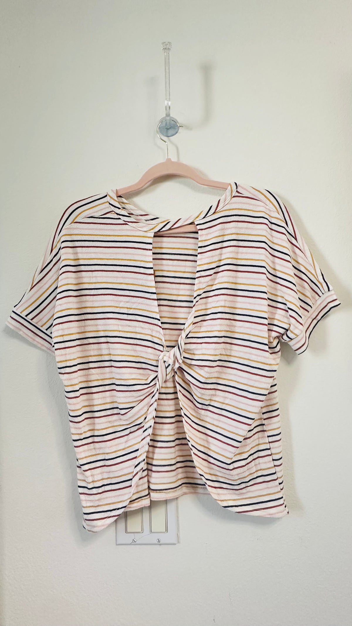 LAZY SUNDAY STRIPED CRISS CROSS BACK TOP