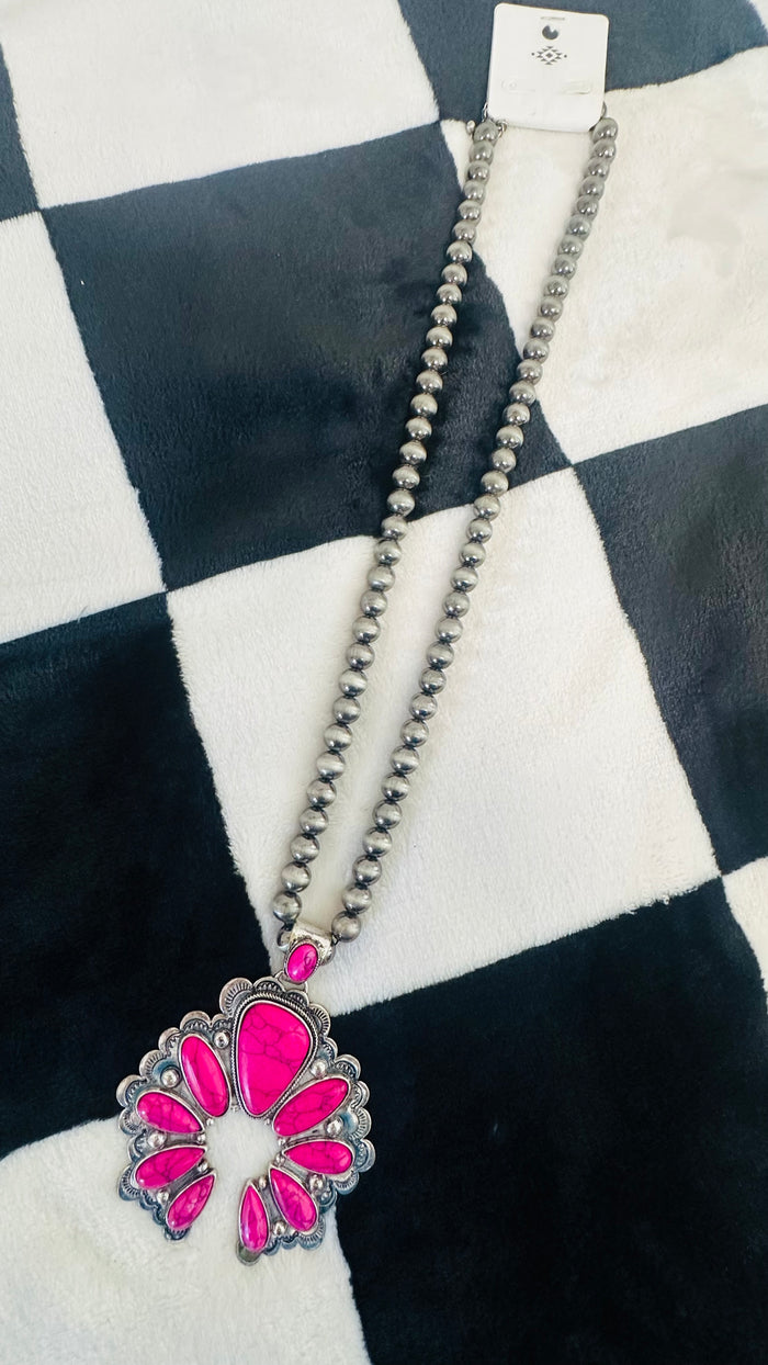 PINK SQUASH BLOSSOM NECKLACE